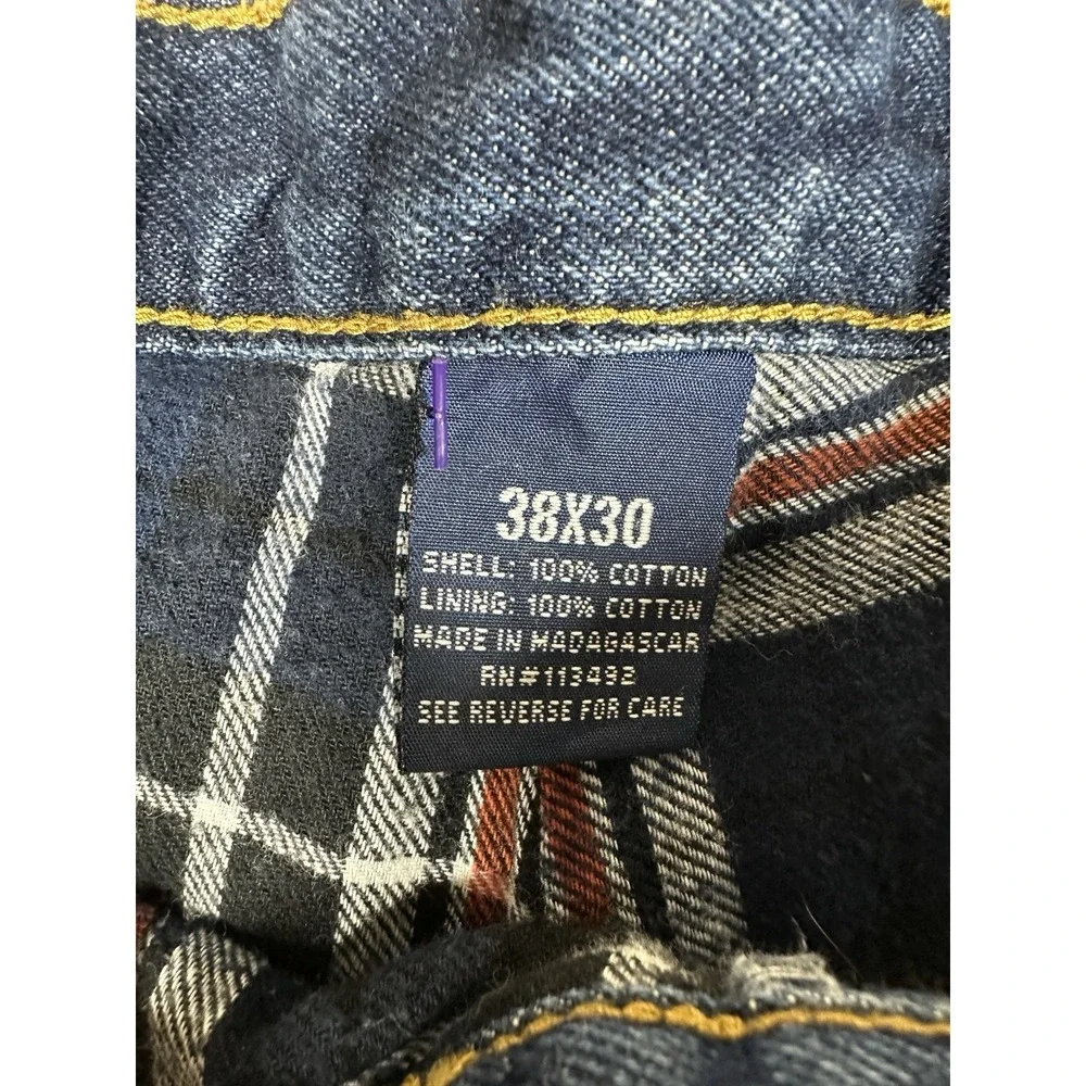 Full Blue Registered Jeans Mens 38x30 Flannel Lined Denim Straight Leg Blue